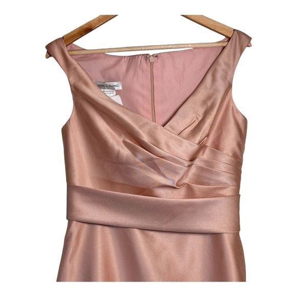 Alfred Sung Off the Shoulder Satin Gown in Toasted Sugar NWT - Picture 4 of 9